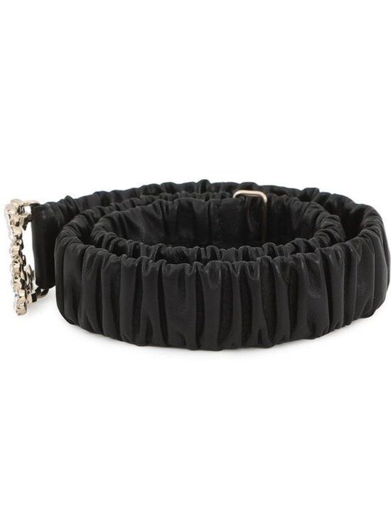 Chanel Belt CC Logo Rhinestone Leather 75 Black main image 6